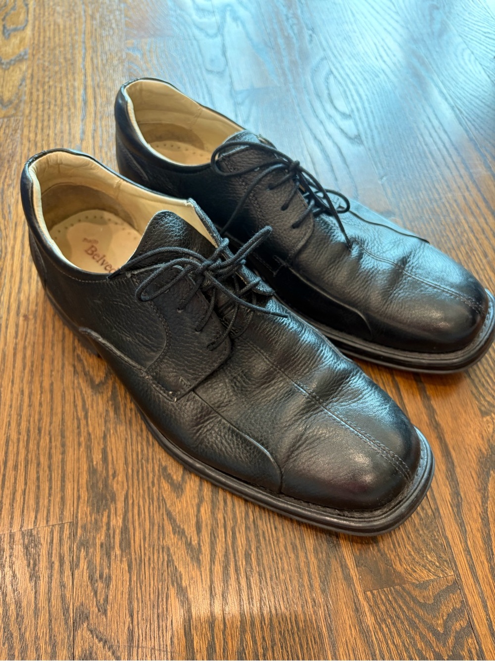 BELVEDERE Baybridge Black Leather Dress Shoes Wide Width